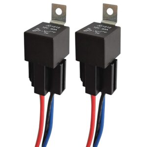 2pcs jd1912 car relay harness 12v 40a 4 pin spst 12awg harness sockets with built in diode for automotive truck van motorcycle boat