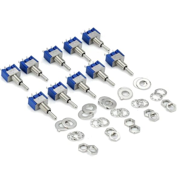 hiletgo 10pcs 6a/125v 3a/250v on/off/on 3 terminals 3 position spdt toggle switch single joint mts 103