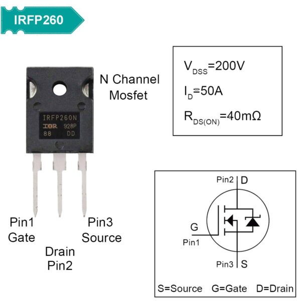 6pcs irfp260 irfp260n mosfet transistors 200v 50a power mosfets transistor n channel to 247 for electronic circuit diy
