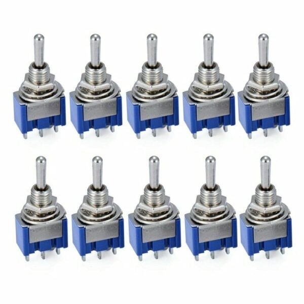 hiletgo 10pcs 6a/125v 3a/250v on/off/on 3 terminals 3 position spdt toggle switch single joint mts 103