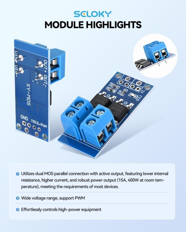 6pcs dual high power mosfet trigger switch drive module 0 20khz pwm adjustment electronic switch control board motor speed controller lamp brightness control, dc 5v 36v 400w, 15a (max 30a)
