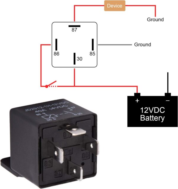 ehdis car relay 4 pin 12v 40amp spst model no.: jd2912 1h 12vdc 40a 14vdc, auto switches & starters,pack of 2