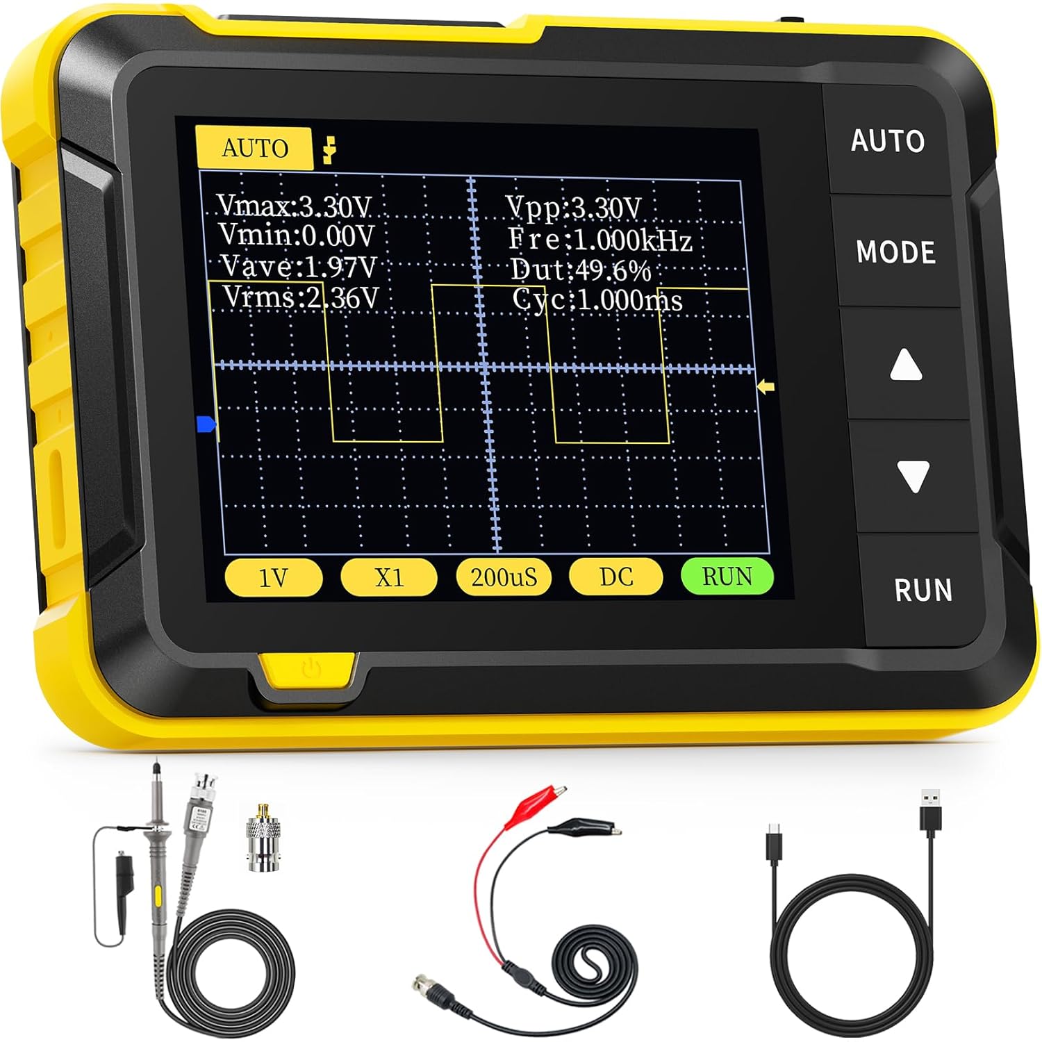 fnirsi dso152 oscilloscope 2.8" tft handheld digital oscilloscope kit portable oscilloscope, 2.5ms/s high sampling rate, 200khz bandwidth, trigger function auto/nomal/single