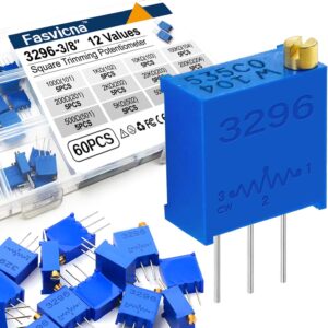 3296w multiturn trimmer potentiometer kit, 12 values from 100Ω to 500kΩ (60pcs) – ideal for precision circuit adjustment, pcb repair, and diy electronics projects