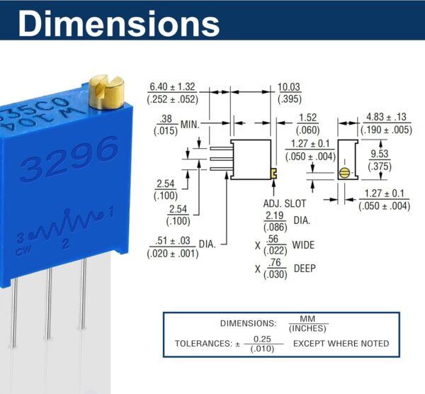 3296w multiturn trimmer potentiometer kit, 12 values from 100Ω to 500kΩ (60pcs) – ideal for precision circuit adjustment, pcb repair, and diy electronics projects