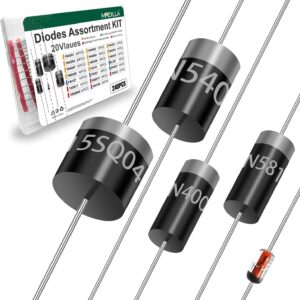 240pcs diode assortment kit, 20 values including 1n4001–1n4007, 1n4148, 1n5408, fr107, 10a10, schottky, fast recovery, rectifier diodes