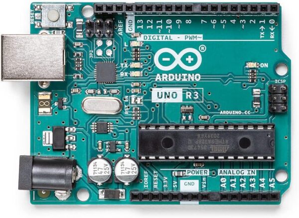 arduino uno rev3 [a000066] – atmega328p microcontroller, 16mhz, 14 digital i/o pins, 6 analog inputs, 32kb flash, usb connectivity, compatible with arduino ide for diy projects and prototyping