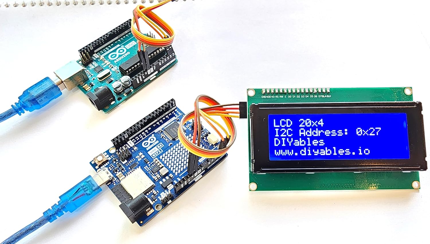 lcd 2004 i2c (twi) 20x4 display module with blue backlight, adjustable contrast, compatible with arduino uno r3 r4, esp32, esp8266, raspberry pi, tutorials included