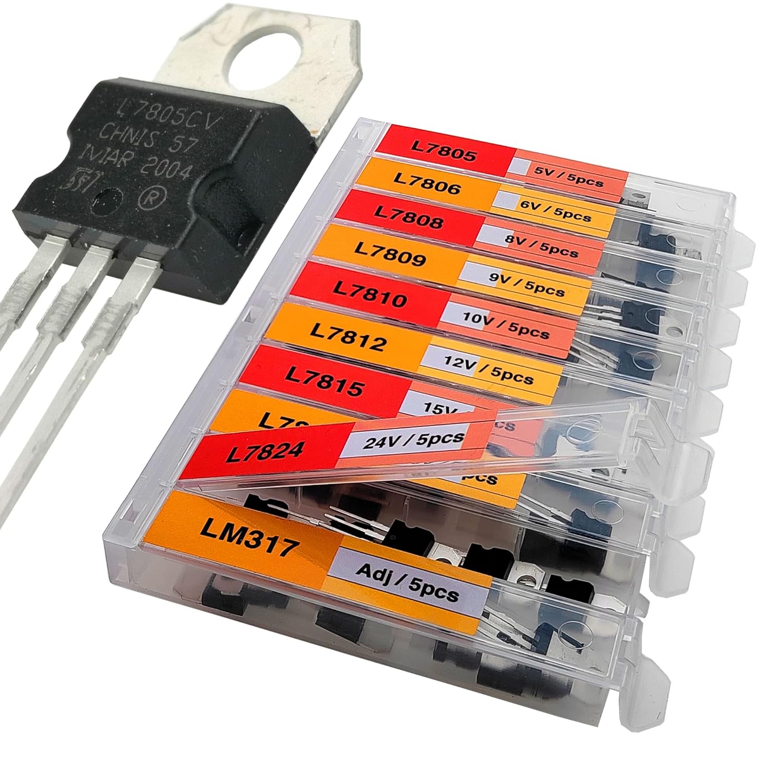 eeeee 10 values 50 pcs linear voltage regulator positive external voltage kit lm317 l7805 l7806 l7808 l7809 l7810 l7812 l7815 l7818 l7824 to 220 package adjustable voltage regulator assortment kit