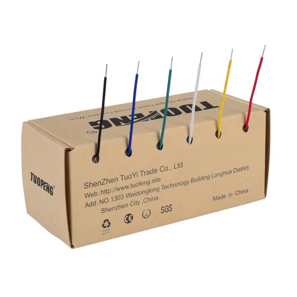 22 awg wire solid core hookup wires 6 different colored breadboard wires 30ft or 9m each, 22 gauge electronic wire pvc (od: 1.60mm) arduino wires