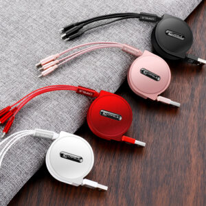 Telescopic three-in-one charging line mobile phone multi-function multi-head