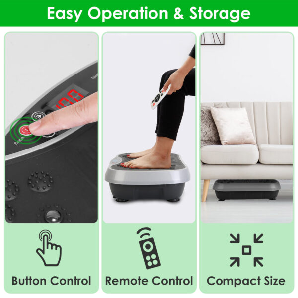 1Pc Vibration Exercise Machine With Resistant Bands Remote Control Whole Body Vibration Platform Workout Equipment Home Fitness Training Equipment For Weight Loss Fat Burner - Image 7