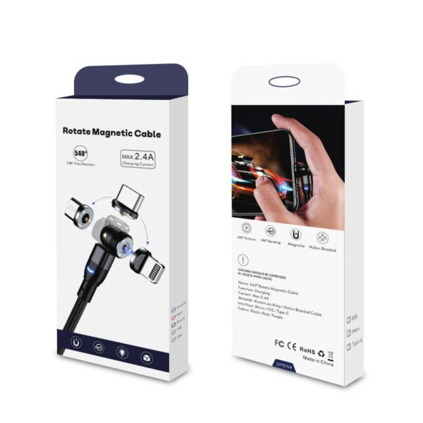 Data Cable 540 Degree Blind Suction Round Magnetic Charging Cable Three-in-one Bent Magnetic Cable - Image 5