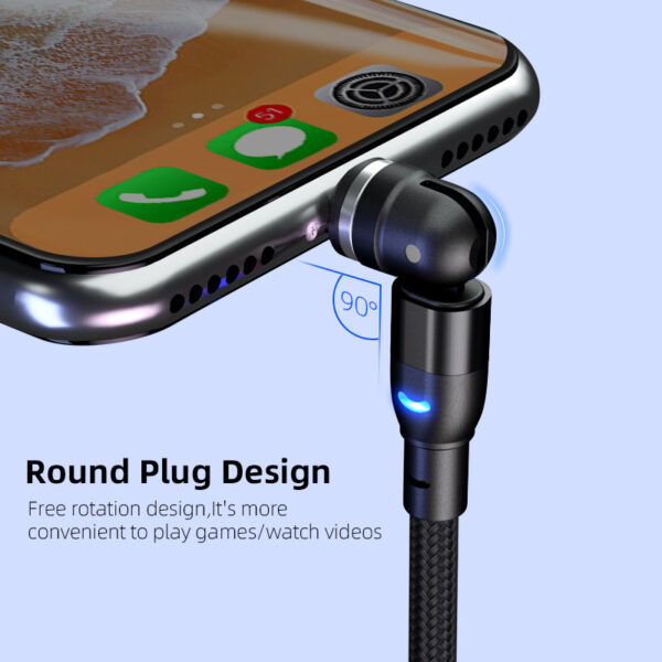 Data Cable 540 Degree Blind Suction Round Magnetic Charging Cable Three-in-one Bent Magnetic Cable - Image 3