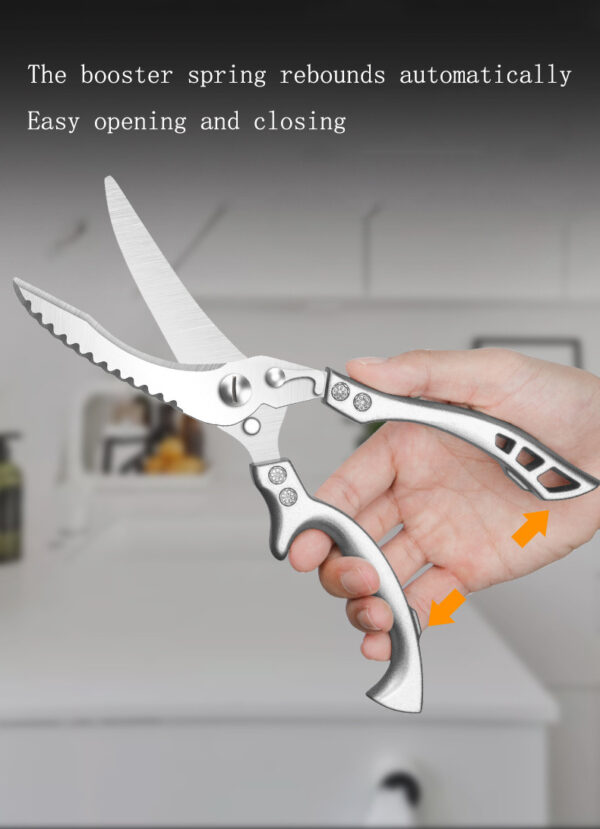 Kitchen Multifunctional Scissors Stainless Steel Chicken Bone Cleaver Knife Meat Fruit Boning Fish Scissors Scale Clean Scissors - Image 7