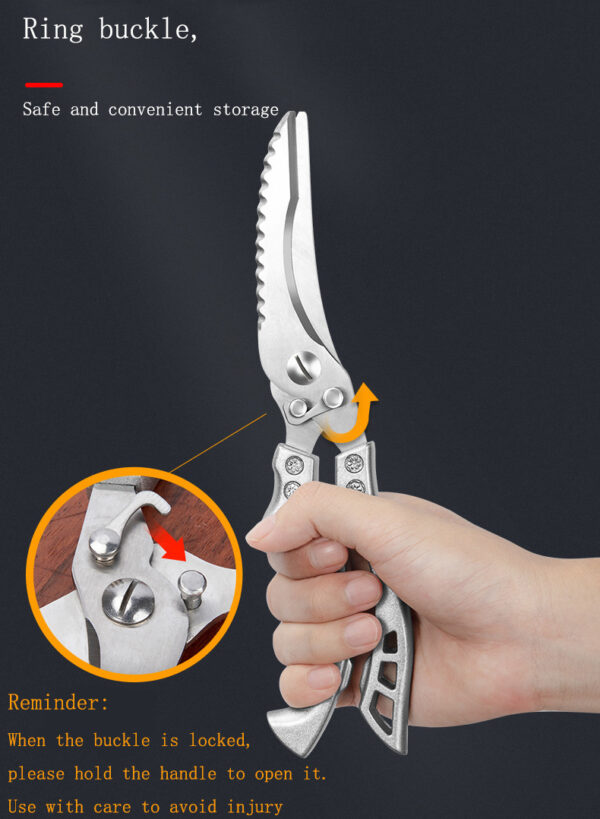 Kitchen Multifunctional Scissors Stainless Steel Chicken Bone Cleaver Knife Meat Fruit Boning Fish Scissors Scale Clean Scissors - Image 3