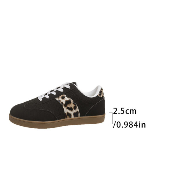 Round Toe Lace-up Vintage Leopard Print German Training Shoes - Image 7