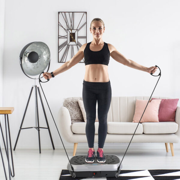 1Pc Vibration Exercise Machine With Resistant Bands Remote Control Whole Body Vibration Platform Workout Equipment Home Fitness Training Equipment For Weight Loss Fat Burner - Image 6