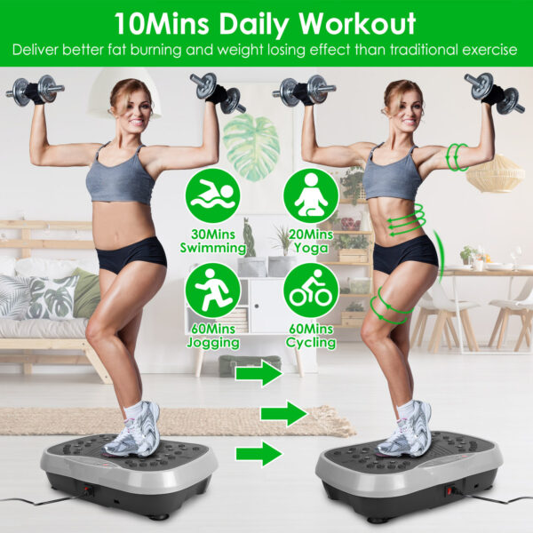1Pc Vibration Exercise Machine With Resistant Bands Remote Control Whole Body Vibration Platform Workout Equipment Home Fitness Training Equipment For Weight Loss Fat Burner - Image 4