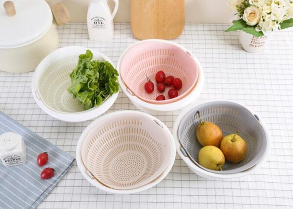Double-Dish Sink Drain Basket Kitchen Panning Wash Fruit Basket - Image 3
