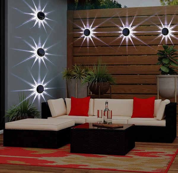 Garden Fence Lighting Solar Wall Light Home Decor Round Solar Lamp  Led - Image 3