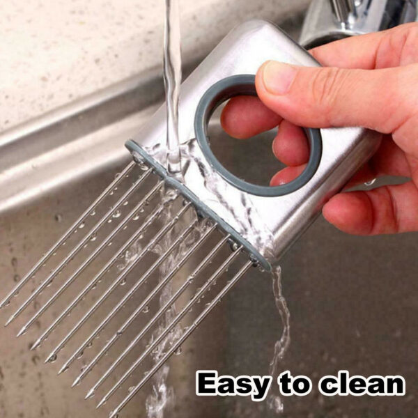 Onion Holder Slicer Vegetable Tools Tomato Cutter Stainless Steel Kitchen Gadget - Image 10