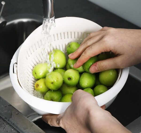Double-Dish Sink Drain Basket Kitchen Panning Wash Fruit Basket - Image 8