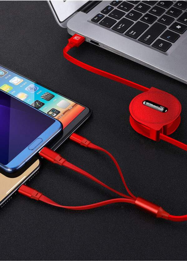 Telescopic three-in-one charging line mobile phone multi-function multi-head - Image 2