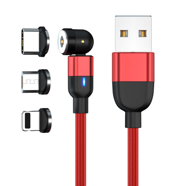 Data Cable 540 Degree Blind Suction Round Magnetic Charging Cable Three-in-one Bent Magnetic Cable - Image 4