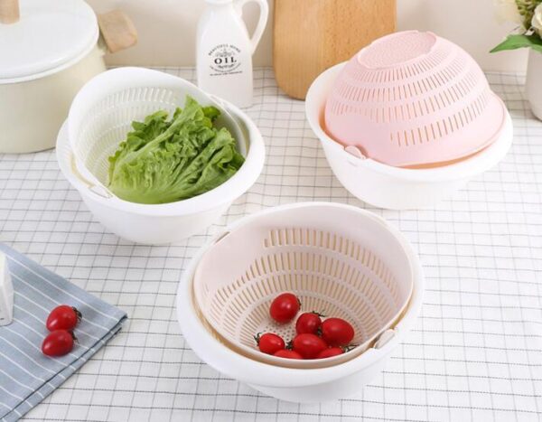 Double-Dish Sink Drain Basket Kitchen Panning Wash Fruit Basket - Image 5