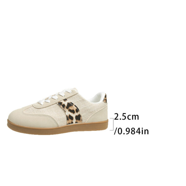 Round Toe Lace-up Vintage Leopard Print German Training Shoes - Image 4
