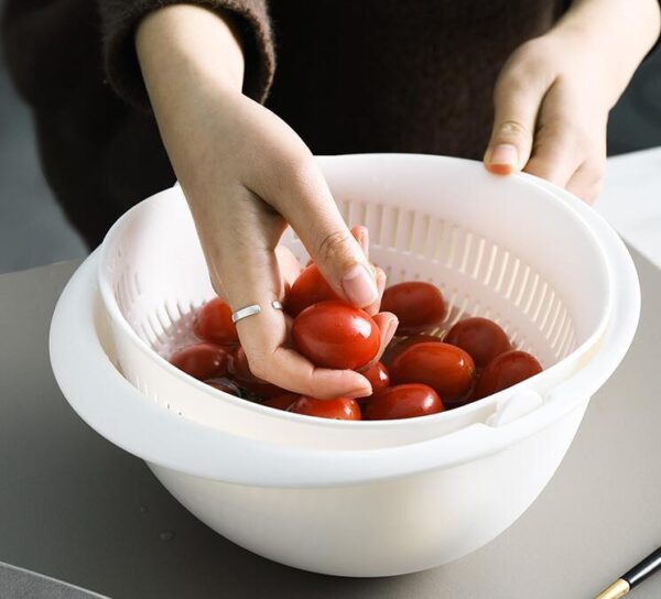 Double-Dish Sink Drain Basket Kitchen Panning Wash Fruit Basket - Image 4
