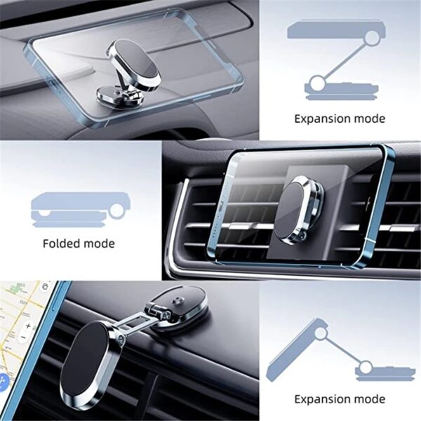 Rotate Metal Magnetic Car Phone Holder Foldable Universal Mobile Phone Stand Air Vent Magnet Mount GPS Support - Image 8