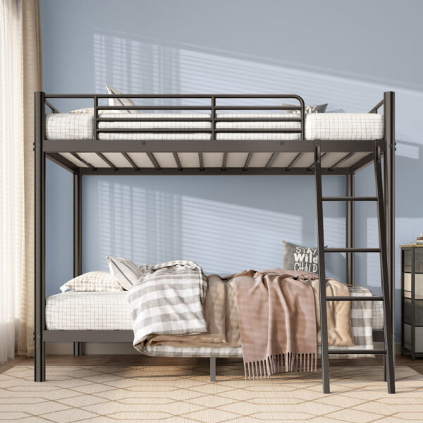 Loft Bunk Bed Twin Over Twin Size With Ladder And Guardrail,Heavy Duty Metal Slats Support No Box Spring Needed Small Space Saving Furniture For Bedroom Dorm,Black - Image 7