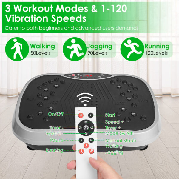 1Pc Vibration Exercise Machine With Resistant Bands Remote Control Whole Body Vibration Platform Workout Equipment Home Fitness Training Equipment For Weight Loss Fat Burner - Image 8